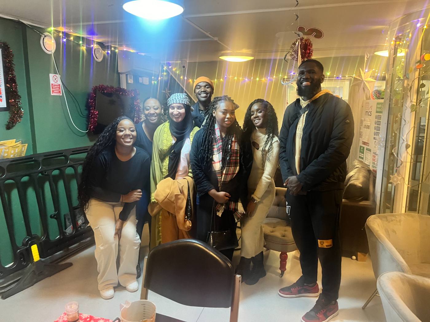 Volunteers at the hostel Christmas dinner