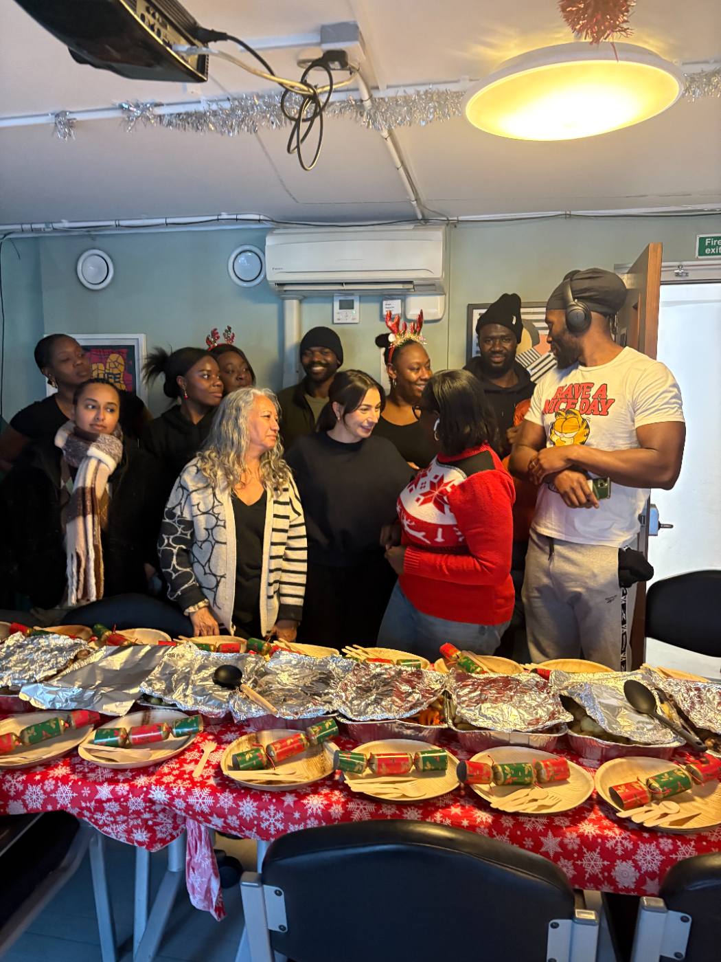 Christmas dinner at a London hostel